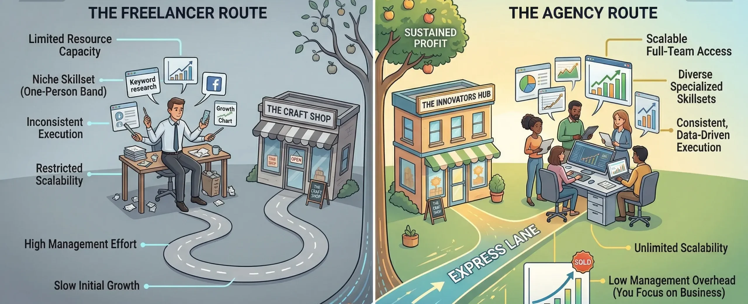 Digital Marketing Agency Benefits vs. Freelancing in 2026