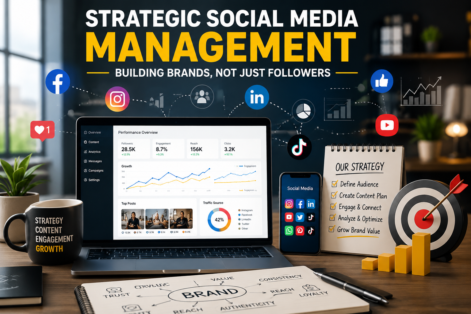 strategic social media management, digital marketing strategy social media, top social media consultants, website content creation services